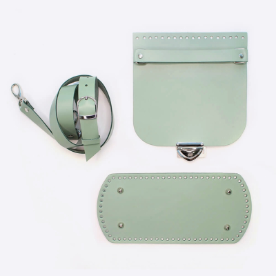 Набор для сумки Саквояж из натуральной кожи (Пыльная мята)