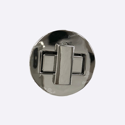 Замок для сумки круглый с прямоугольным центром (Серебро)