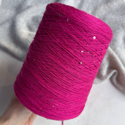 Бобина ShinyMix (95% хлопок пима, 5% пайетки). (Platino, 420 м, Fuxia, Фуксия)