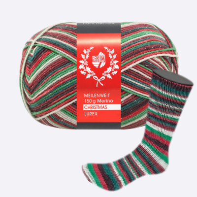Пряжа Lana Grossa  Meilenweit 6-PLY 150 Merino Lurex Christmas (634)