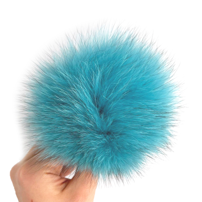 Помпон из меха песца 12 см (Пыльная бирюза)
