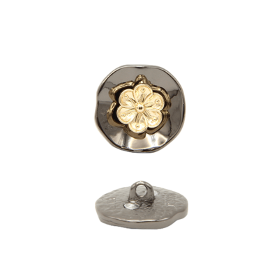 Пуговица CHANEL SS металл на ножке Кувшинка 23 мм (Черное золото)