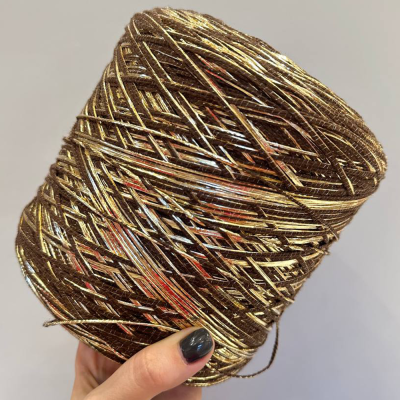 Бобина фольга Emperator (90% меринос, 8% люрекс, 2% ПА). (8145, 180 м, Золотой шоколад)