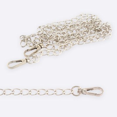 Цепь с карабинами Шанель 120 см (Серебро)