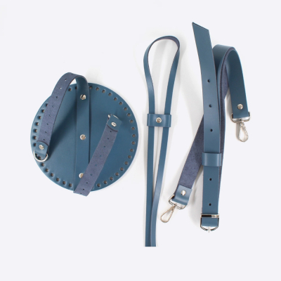 Набор на сумку ведро из натуральной кожи (Джинс)