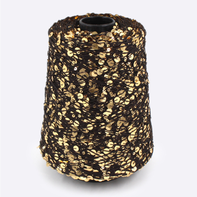 Бобина Пайетки, CARILLON 2000 (50% хлопок, 50% пайетки) 200 м. (67351, Черное золото)