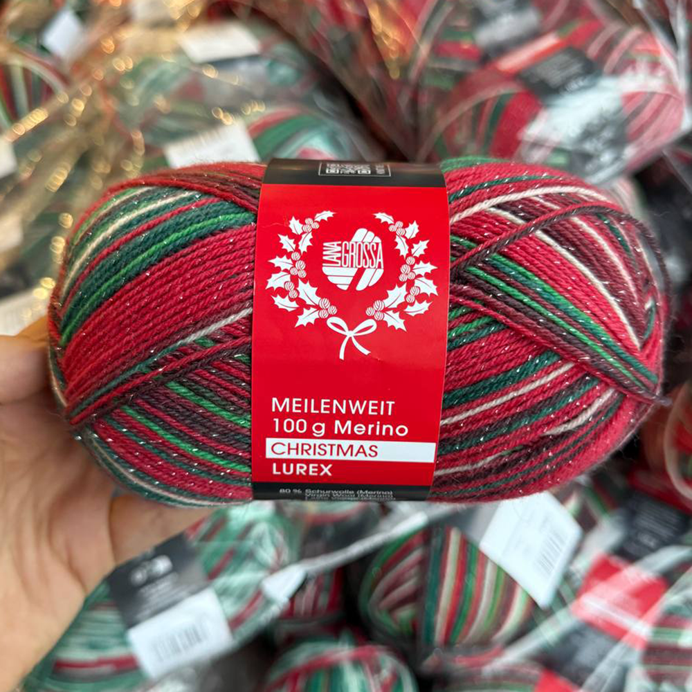Пряжа Lana Grossa 4-х нитка LUREX Meilenweit 100 Merino Christmas