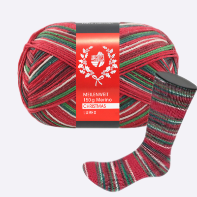 Пряжа Lana Grossa  Meilenweit 6-PLY 150 Merino Lurex Christmas (636)