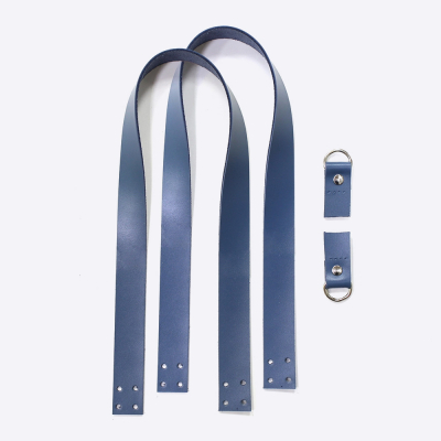 Набор ручки и бок-хлястик для сумки из натуральной кожи (Джинсовый)