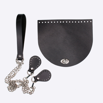 Набор для сумки ракушки из натуральной кожи (Черный)