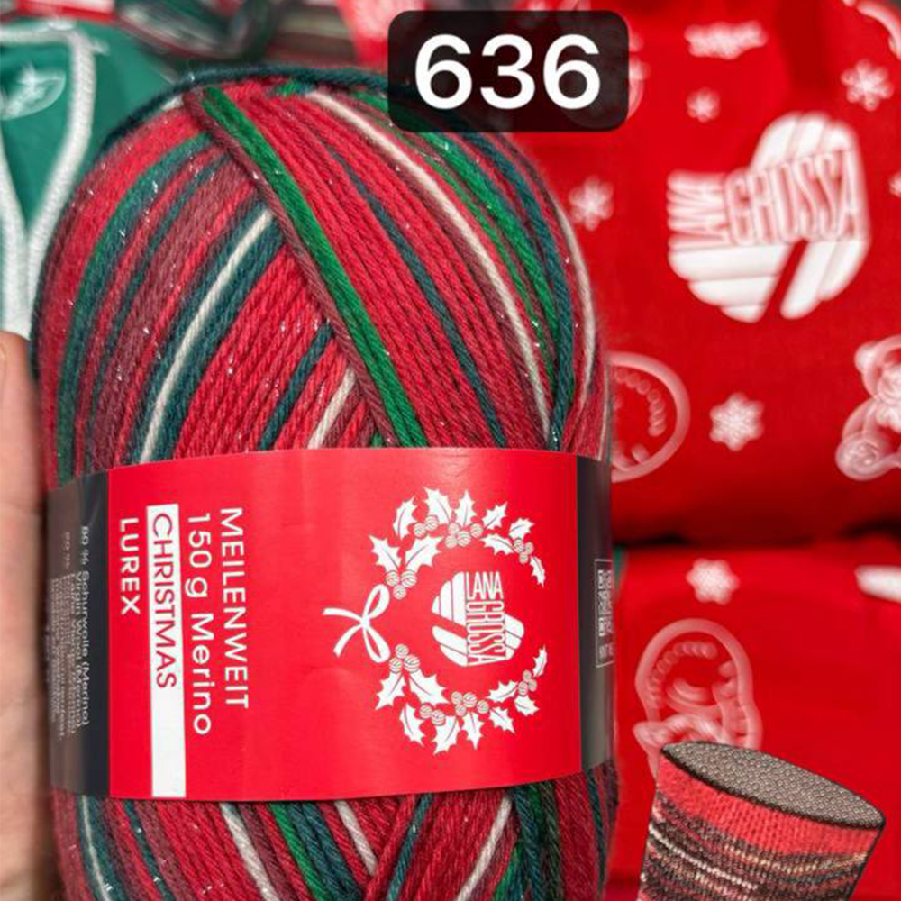 Пряжа Lana Grossa 6-ти нитка LUREX Meilenweit 6-PLY 150 Merino Christmas