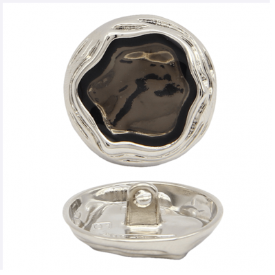 Пуговица CHANEL SS металл на ножке Горное озеро 18 мм (Серебро)