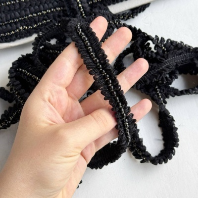 Украшение Chanel НА МЕТРАЖ (Черная, с бусинами, 2 см)