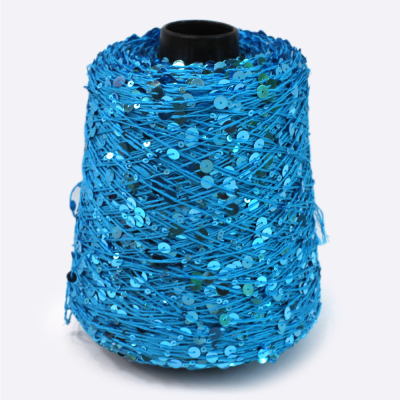 Бобина Пайетки, CARILLON 2000 (50% хлопок, 50% пайетки) 200 м. (67027, Лазурь)