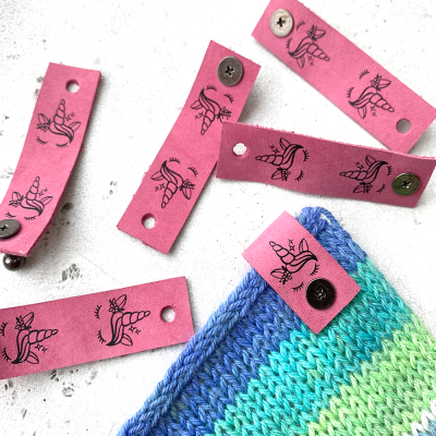 Бирка Единорог с кнопкой Кожа (Пудра)