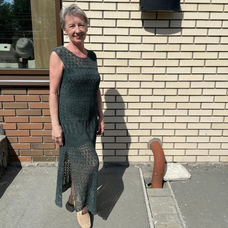 Описание вязания. Краткая инструкция. Льняное струящееся платье.