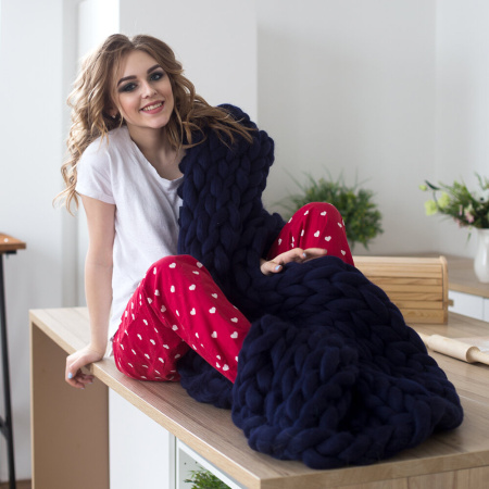 Плед из мериноса, чернильный