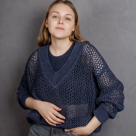 Описание вязания #Джемпер_в_ажуре