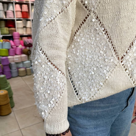 Описание вязания #Джемпер_ромбы_Кучинелли