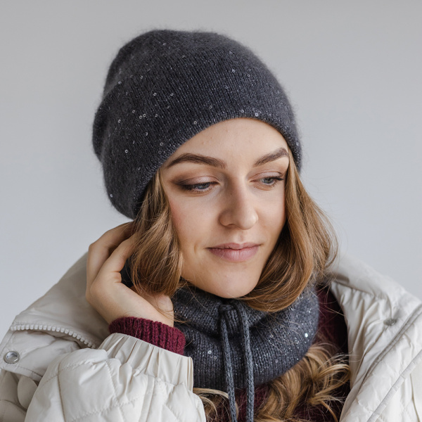 Описание вязания #Шапка_Макушка_к_макушке + снуд