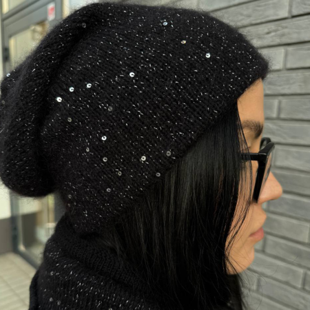 Описание вязания #Шапка_Макушка_к_макушке + снуд