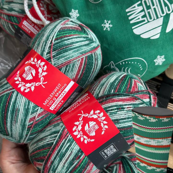 Пряжа Lana Grossa 4-х нитка LUREX Meilenweit 100 Merino Christmas