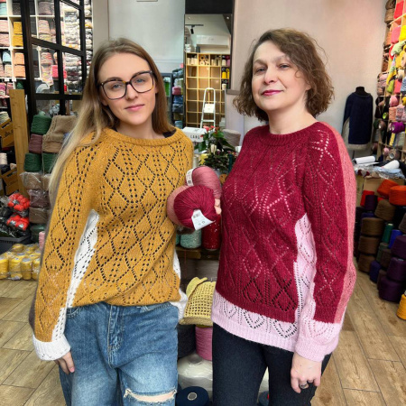 Доступ к онлайн-совместнику. Сшивной реглан снизу. Интарсия