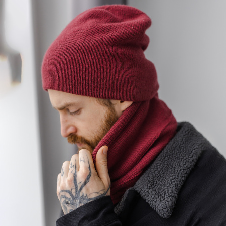 Описание вязания. Шапка двойная и снуд на шнуровке