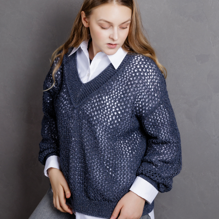 Описание вязания #Джемпер_в_ажуре