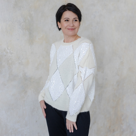 Описание вязания #Джемпер_ромбы_Кучинелли