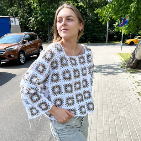 Описание вязания #Джемпер_кроше