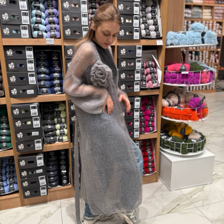 Описание вязания #Халат_с_перламутровыми_пуговицами