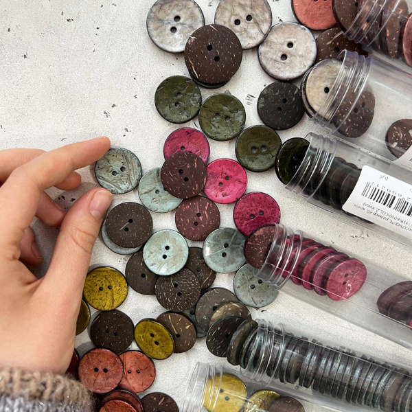 Пуговицы CONCEPT, размер 24, кокос, 15 мм