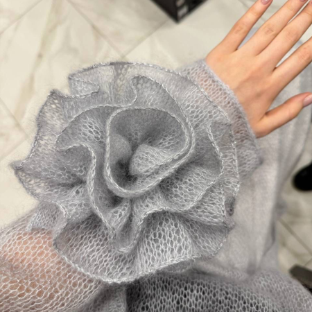 Описание вязания #Халат_с_перламутровыми_пуговицами