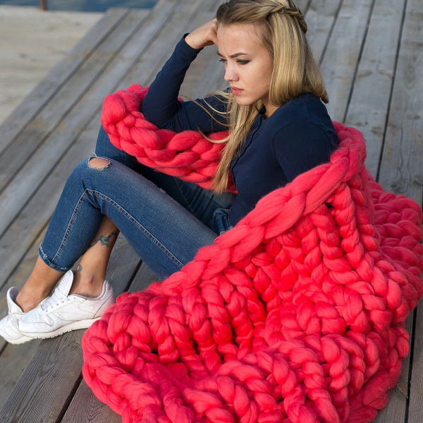 Плед из мериноса, Коралл