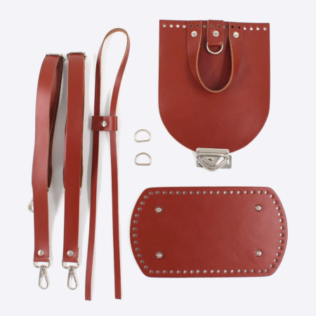 Набор для рюкзака из натуральной кожи с замком (Коньяк)