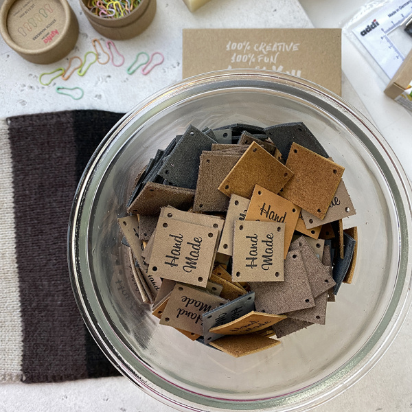 Бирка Квадрат пришивная Кожа