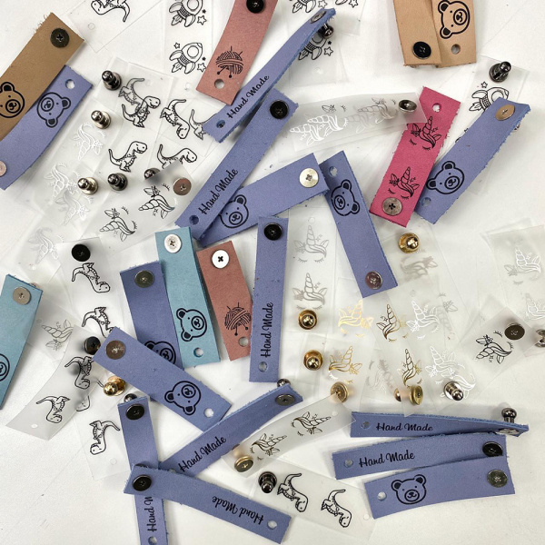 Бирка Мишка с кнопкой Кожа