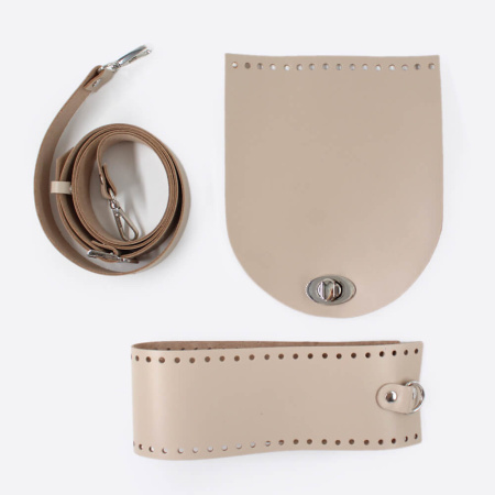 Набор для круглой сумки из натуральной кожи (Бежевый)