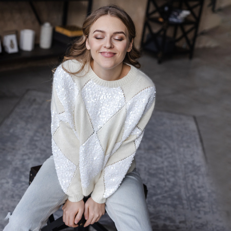 Описание вязания #Джемпер_ромбы_Кучинелли