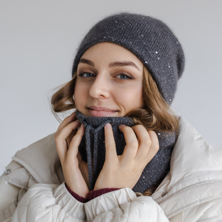 Описание вязания #Шапка_Макушка_к_макушке + снуд