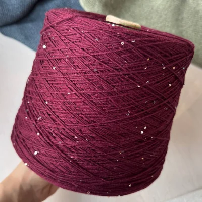 Бобина Cashmere Shine by Loro Piana (97% кашемир, 3% пайетки), 320 м. (1126 6117 6118 1130 5744 1145, Бордо)